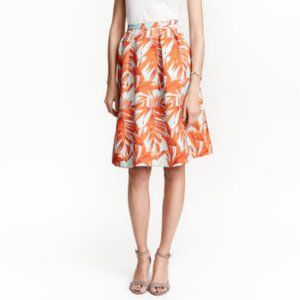 H&M Botanical orange and blue A-line Skirt